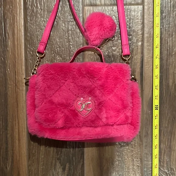Juicy Couture Vibrant Pink Faux Fur Crossbody Bag - Picture 1 of 6